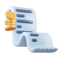 Receipt with coins stacked beside it.