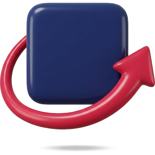 An arrow curving around a block, for a term running over years.
